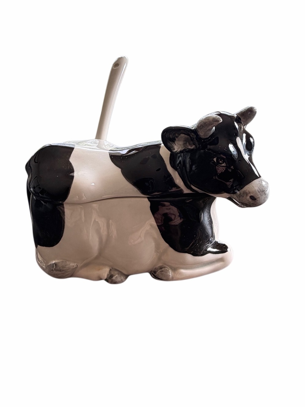 Vintage OTAGIRL 1982 Japan Cow Jam or Sugar Bowl with Spoon - Picture 2 of 10